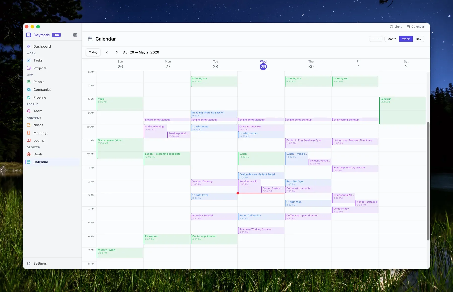 Calendar — week view